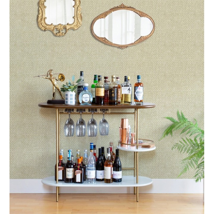 Papel pintado rafia imitación fibras de mimbre natural verde claro con textura - Pita Fibers 682321