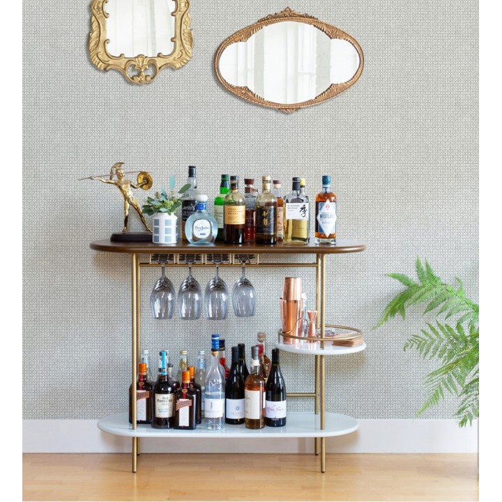 Papel pintado rafia imitación fibras de mimbre natural gris claro con textura - Pita Fibers 682322