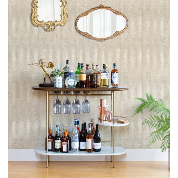 Papel pintado rafia imitación fibras de mimbre natural beige con textura - Pita Fibers 682323