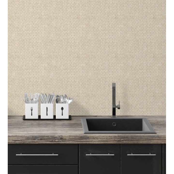 Papel pintado rafia imitación fibras de mimbre natural beige con textura - Pita Fibers 682323