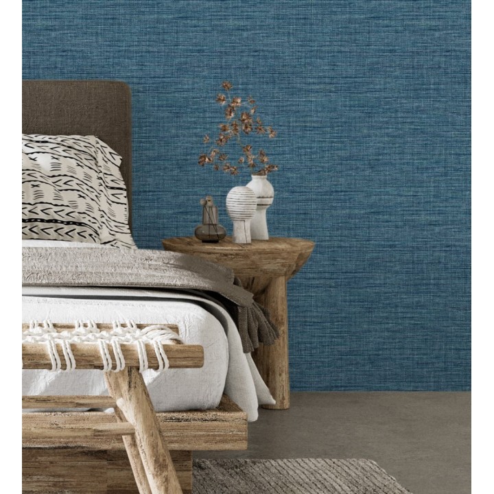 Papel pintado efecto fibra vegetal tejida y teñida con textura - Soho Fabric 682342