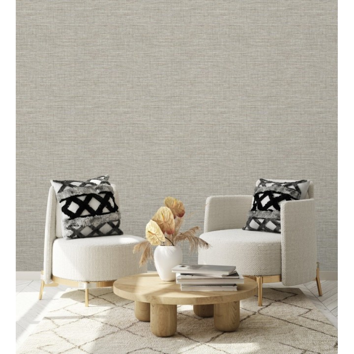 Papel pintado efecto fibra vegetal tejida y teñida con textura - Soho Fabric 682344