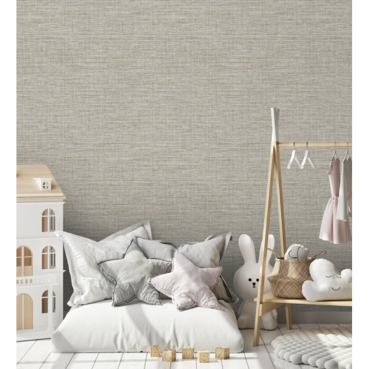 Papel pintado efecto fibra vegetal tejida y teñida con textura - Soho Fabric 682344