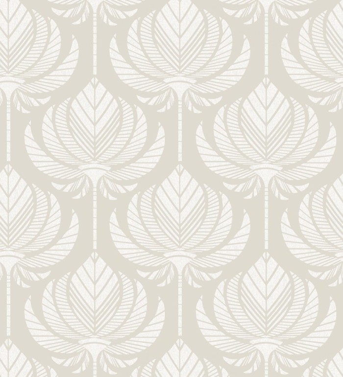 Papel pintado hojas de palma egipcia color beige claro - Malaika 682347