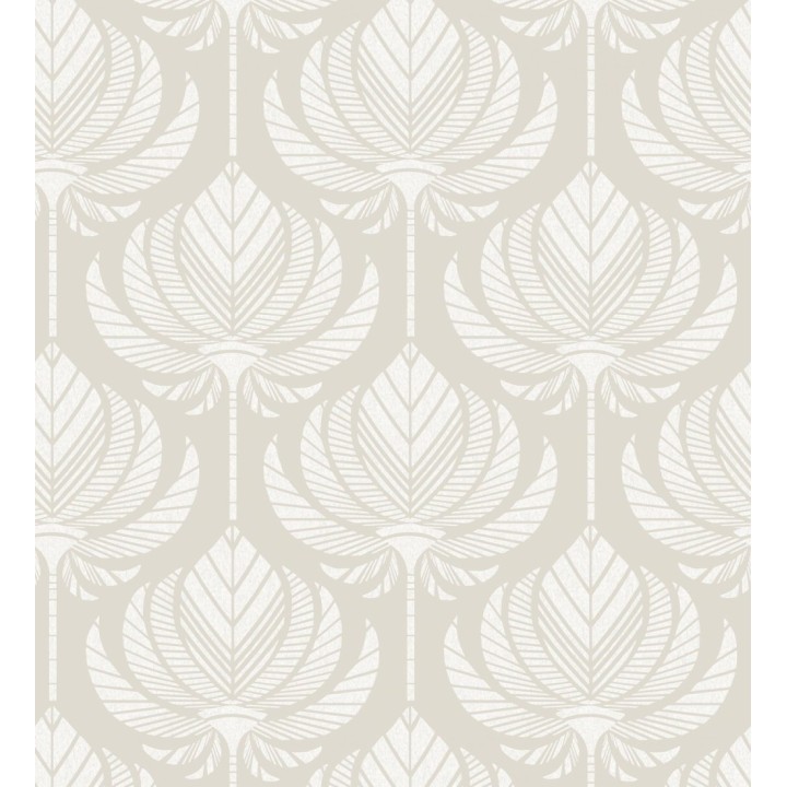 Papel pintado hojas de palma egipcia color beige claro - Malaika 682347