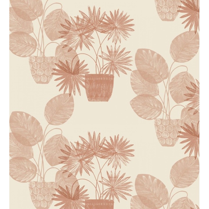 Papel pintado de macetas de hojas de palma rojo teja - Imena Pots 682349