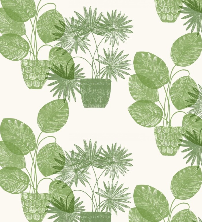 Papel pintado de macetas de hojas de palma verde - Imena Pots 682351