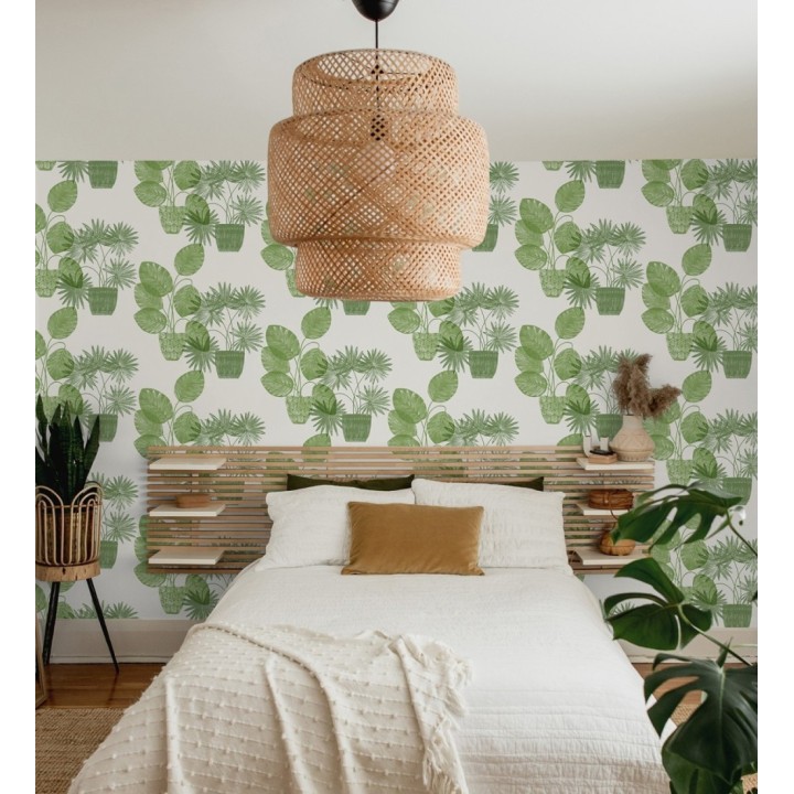 Papel pintado de macetas de hojas de palma verde - Imena Pots 682351