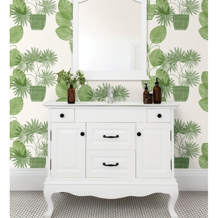 Papel pintado de macetas de hojas de palma verde - Imena Pots 682351