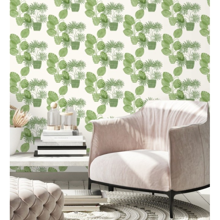 Papel pintado de macetas de hojas de palma verde - Imena Pots 682351