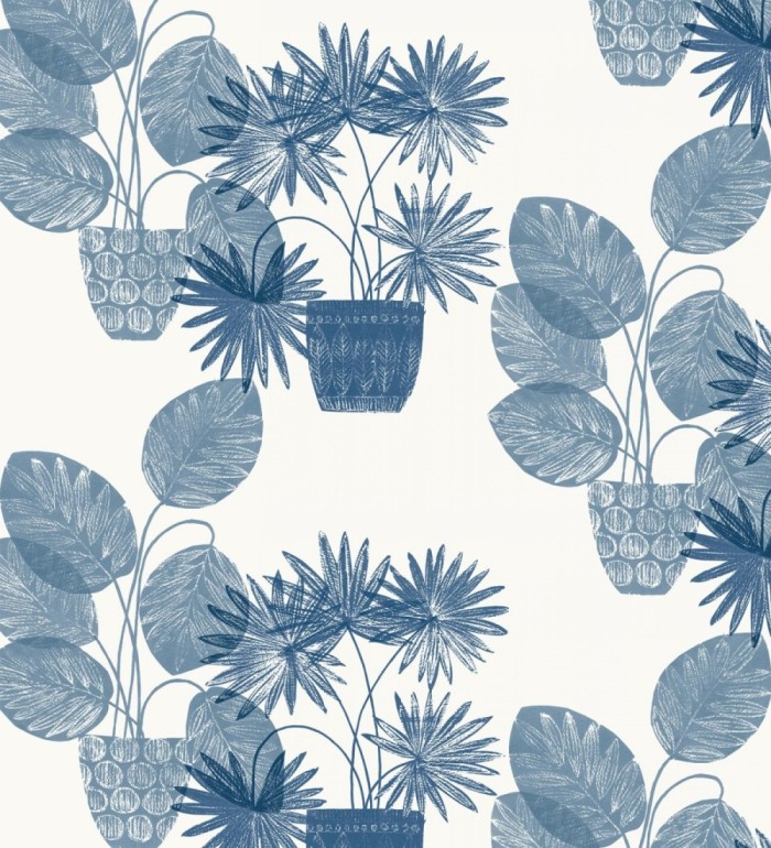 Papel pintado de macetas de hojas de palma azul - Imena Pots 682352
