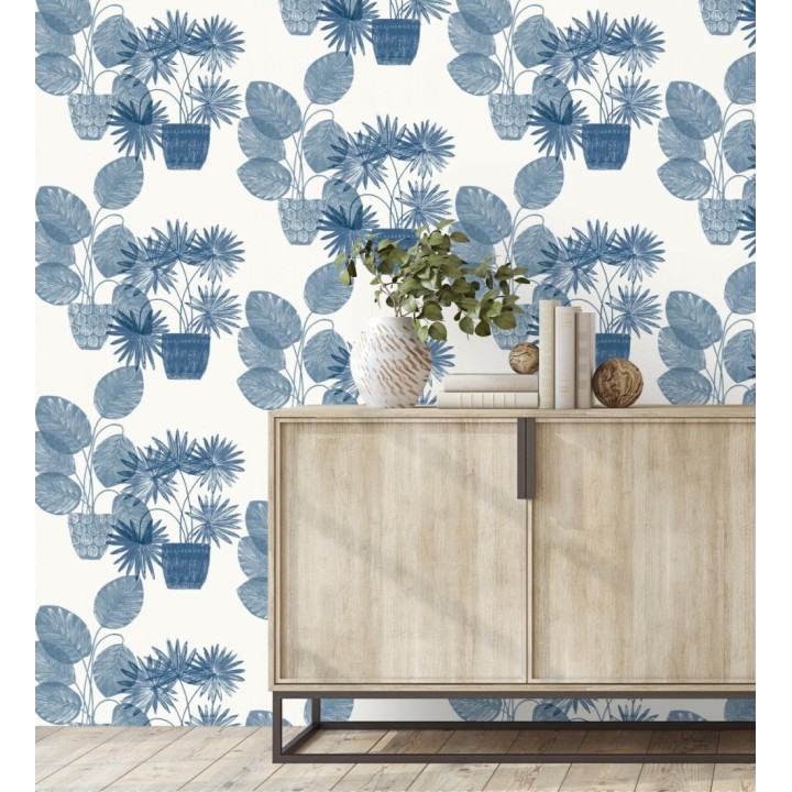 Papel pintado de macetas de hojas de palma azul - Imena Pots 682352