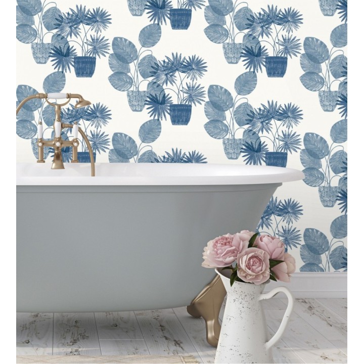 Papel pintado de macetas de hojas de palma azul - Imena Pots 682352