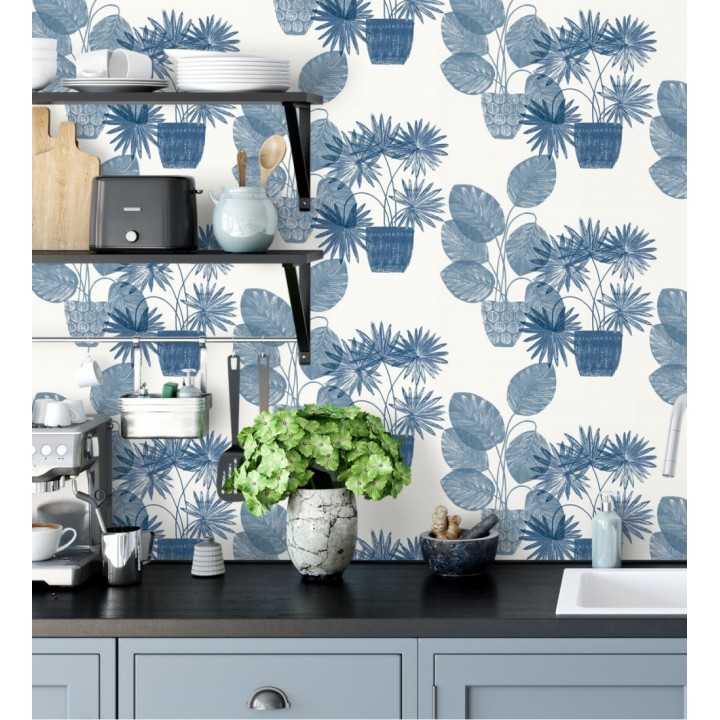 Papel pintado de macetas de hojas de palma azul - Imena Pots 682352