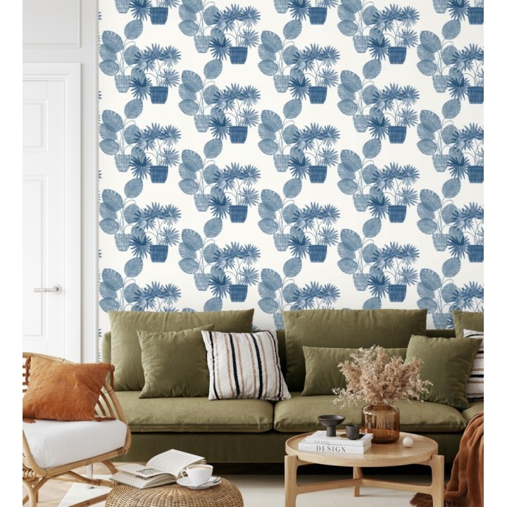 Papel pintado de macetas de hojas de palma azul - Imena Pots 682352