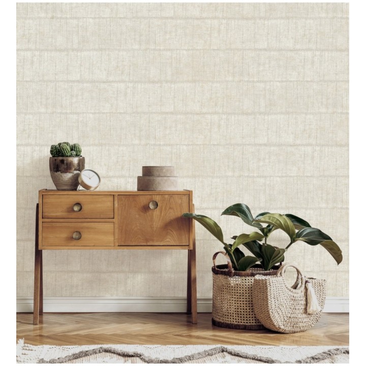 Papel pintado imitación tela de lino natural texturizada - Shafira 682353