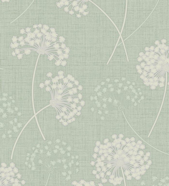 Papel pintado de flores diente de león con estilo nórdico color verde en relieve - Liss Dandelion 682367