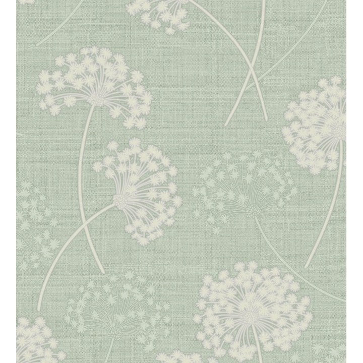 Papel pintado de flores diente de león con estilo nórdico color verde en relieve - Liss Dandelion 682367