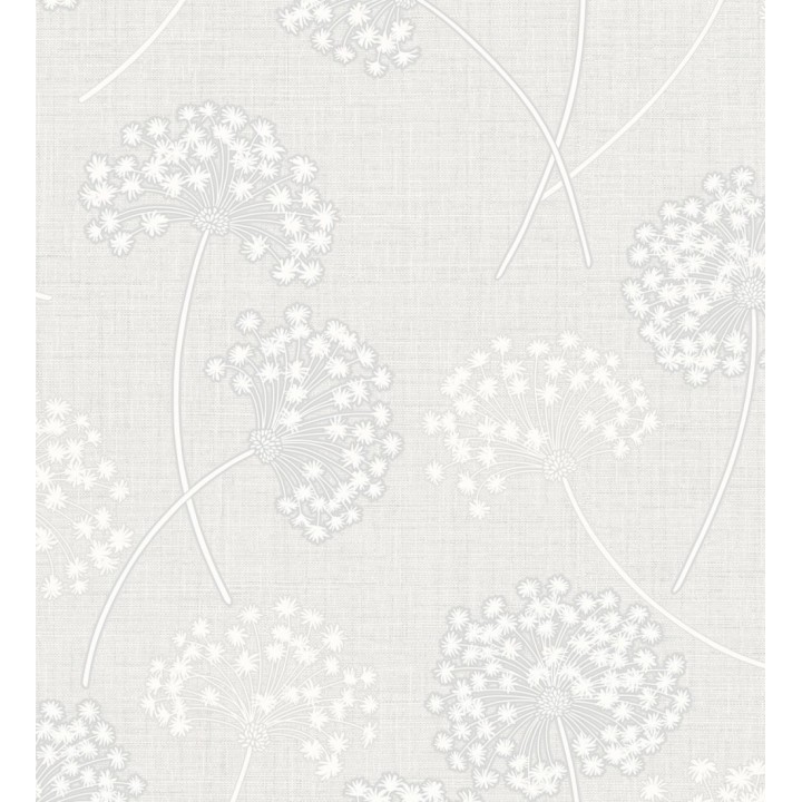 Papel pintado de flores diente de león con estilo nórdico color gris claro en relieve - Liss Dandelion 682368