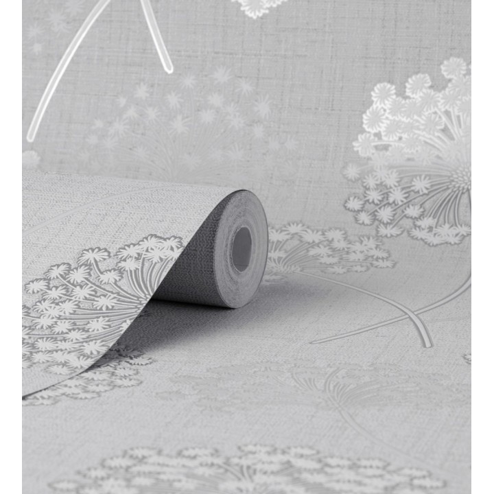 Papel pintado de flores diente de león con estilo nórdico color gris en relieve - Liss Dandelion 682369