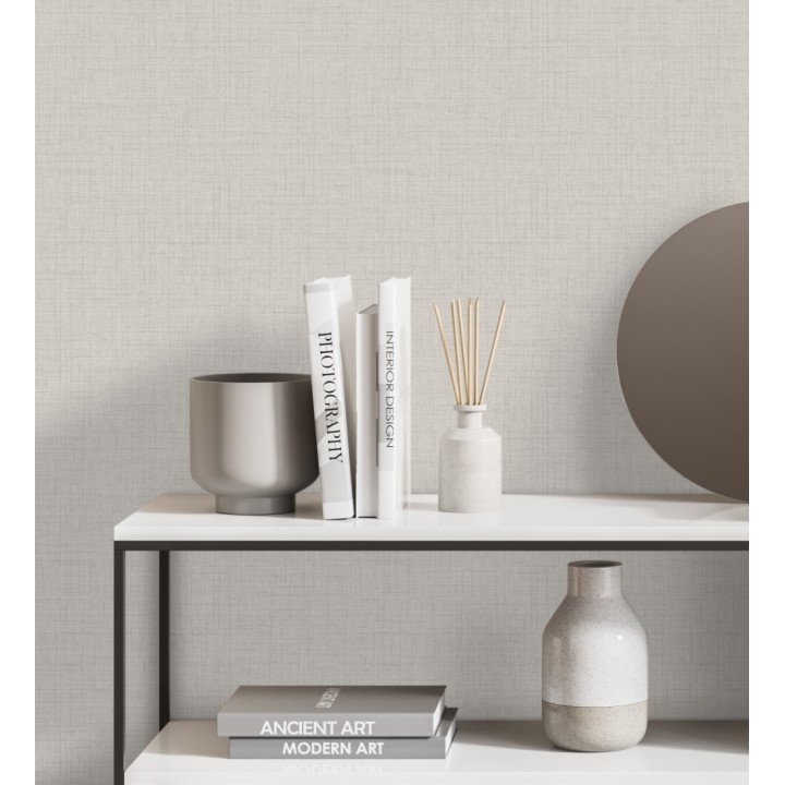 Papel pintado efecto lino fondo beige - Neville Texture 682370