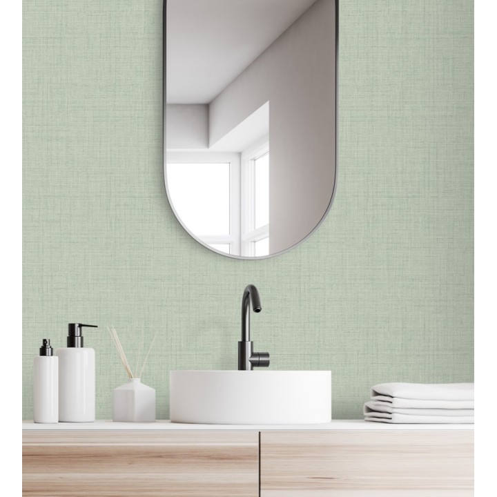 Papel pintado efecto lino fondo verde textura en relieve blando - Neville Texture 682371