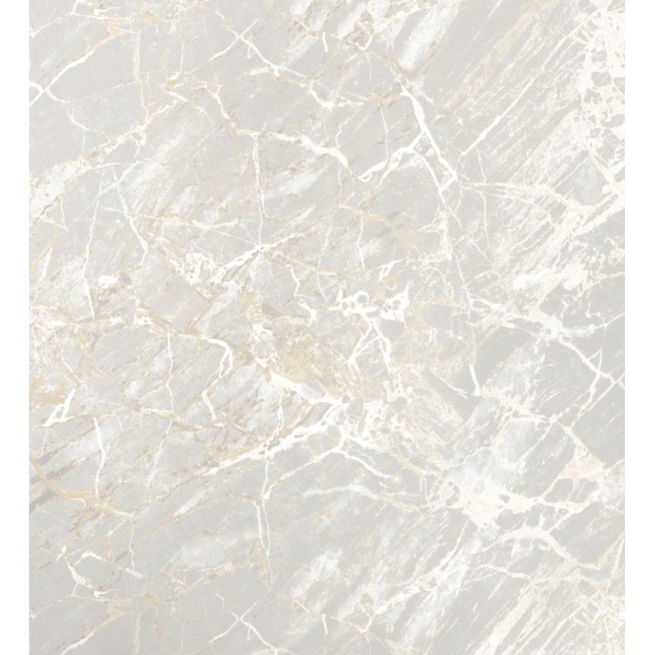 Papel pintado de mármol gris claro con betas color champagne metalizado - Bertoni 682383