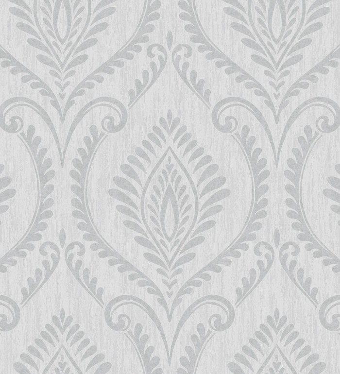 Papel pintado de damasco metalizado elegante y moderno fondo gris claro - Victorian Velvet 682389