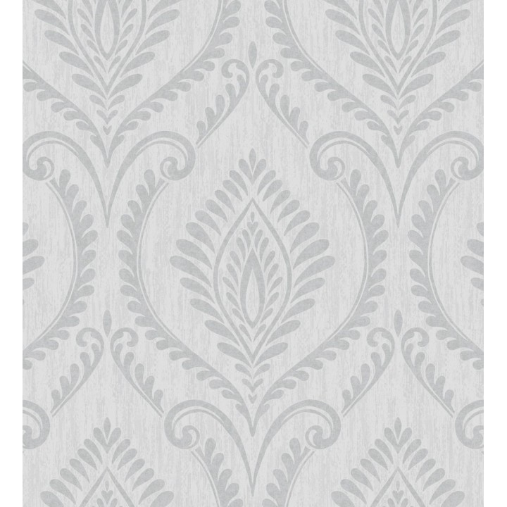 Papel pintado de damasco metalizado elegante y moderno fondo gris claro - Victorian Velvet 682389