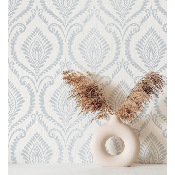 Papel pintado de damasco metalizado elegante y moderno fondo blanco - Victorian Velvet 682390