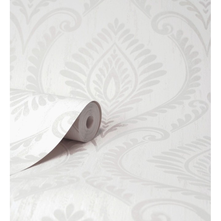 Papel pintado de damasco nácar elegante y moderno fondo blanco - Victorian Velvet 682392