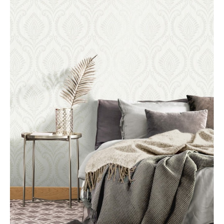 Papel pintado de damasco nácar elegante y moderno fondo blanco - Victorian Velvet 682392