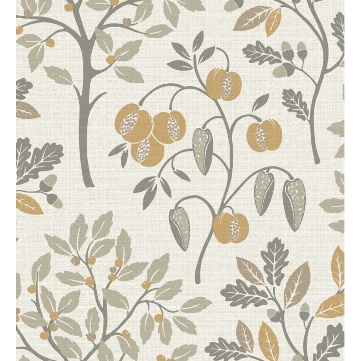 Papel pintado de dibujo de plantas y frutos ligeramente texturizado - Maison Cheryl 682393