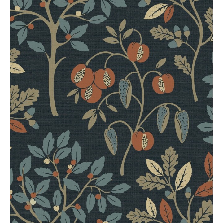 Papel pintado de dibujo de plantas y frutos ligeramente texturizado - Maison Cheryl 682394