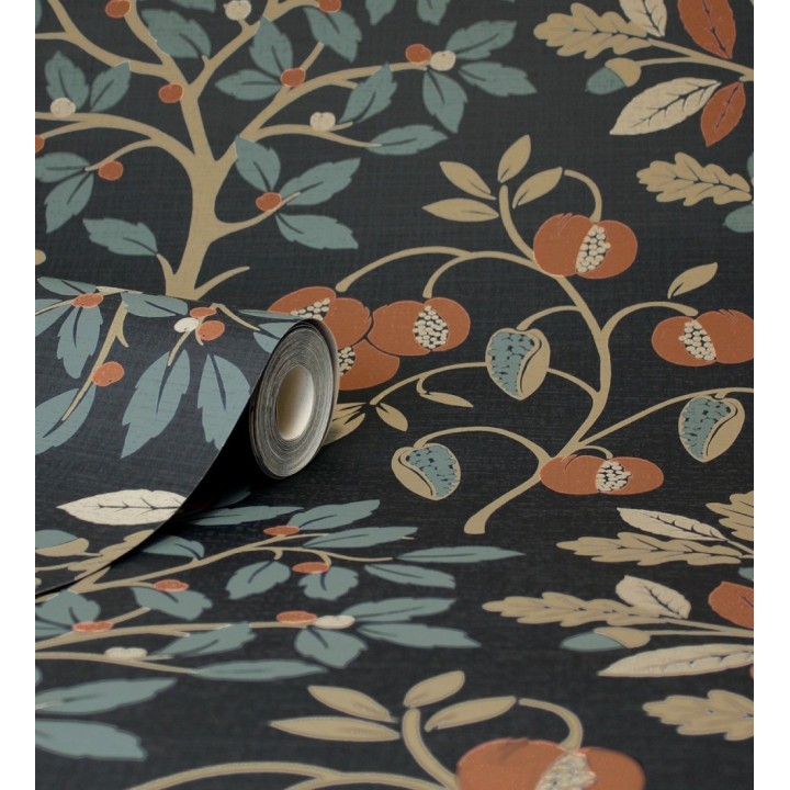 Papel pintado de dibujo de plantas y frutos ligeramente texturizado - Maison Cheryl 682394