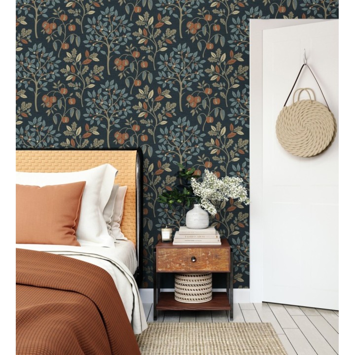 Papel pintado de dibujo de plantas y frutos ligeramente texturizado - Maison Cheryl 682394