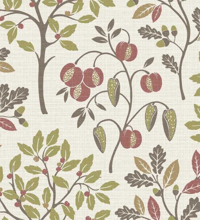 Papel pintado de dibujo de plantas y frutos ligeramente texturizado - Maison Cheryl 682395