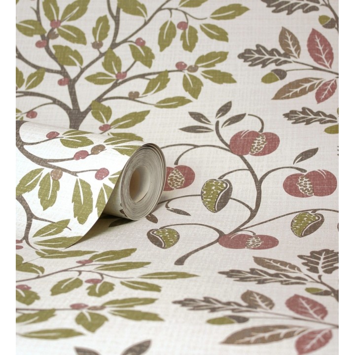 Papel pintado de dibujo de plantas y frutos ligeramente texturizado - Maison Cheryl 682395