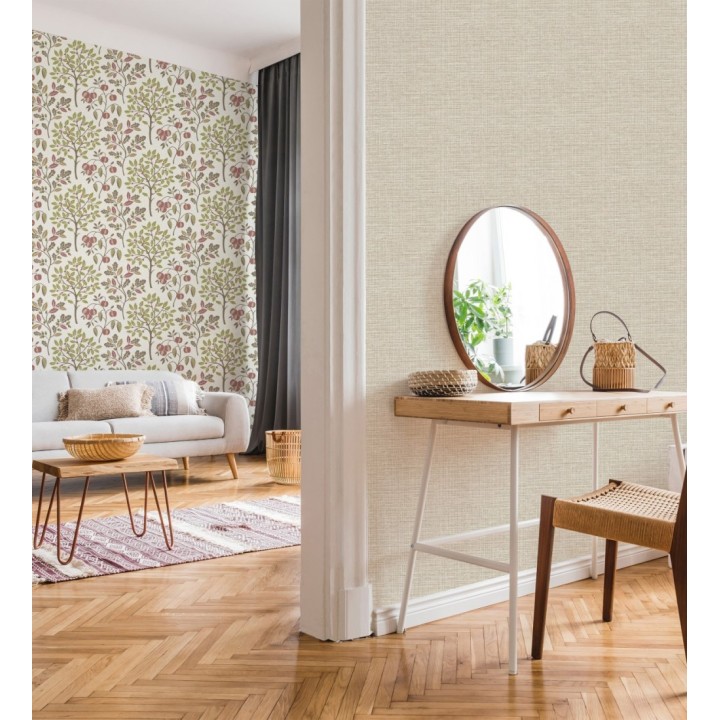 Papel pintado de dibujo de plantas y frutos ligeramente texturizado - Maison Cheryl 682395