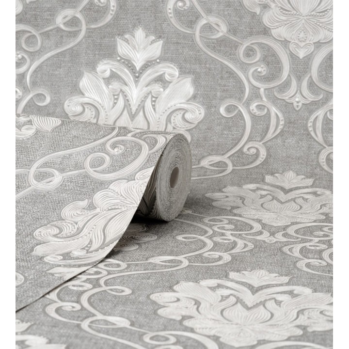 Papel pintado de damascos victorianos en relieve con estilo neobarroco - Adamo 682404