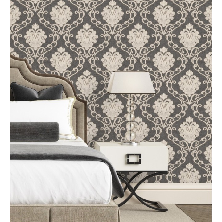 Papel pintado de damascos victorianos en relieve con estilo neobarroco - Adamo 682405