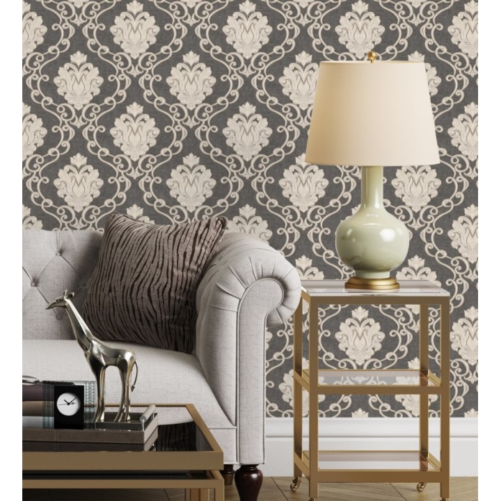 Papel pintado de damascos victorianos en relieve con estilo neobarroco - Adamo 682405