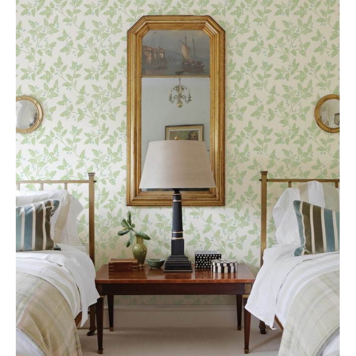 Papel pintado de hojas verdes y agua marina - Kimberly 682406