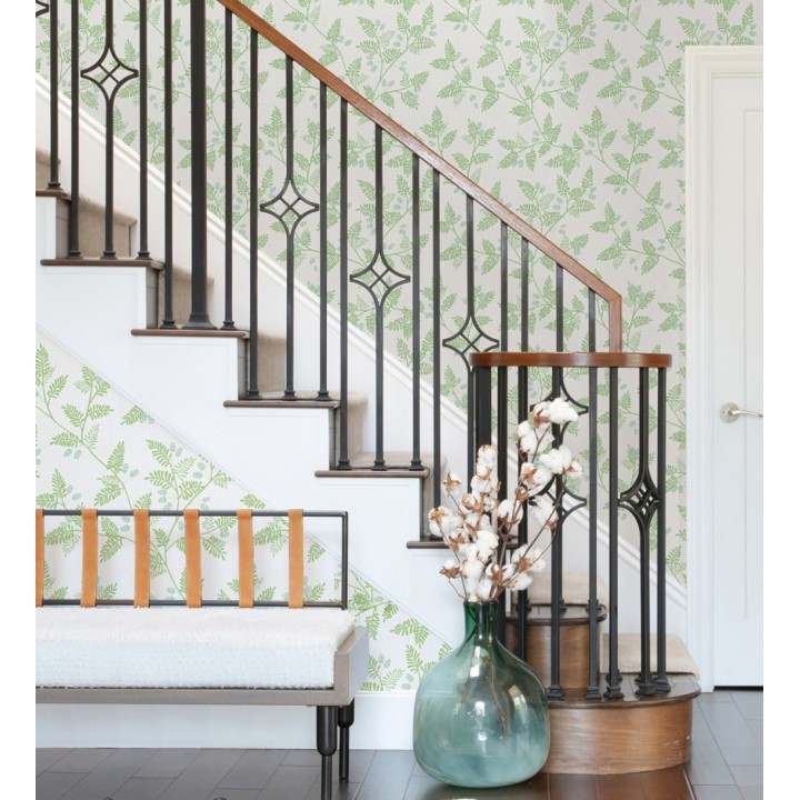 Papel pintado de hojas verdes y agua marina - Kimberly 682406