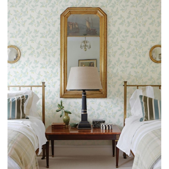 Papel pintado con hojas de helecho gris y verde lima - Kimberly 682407