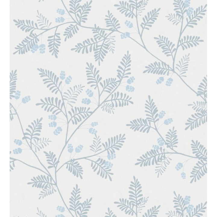 Papel pintado con hojas de helecho grises y azul - Kimberly 682408
