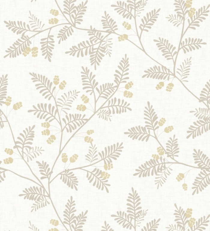 Papel pintado de hojas beige y ocre - Kimberly 682409