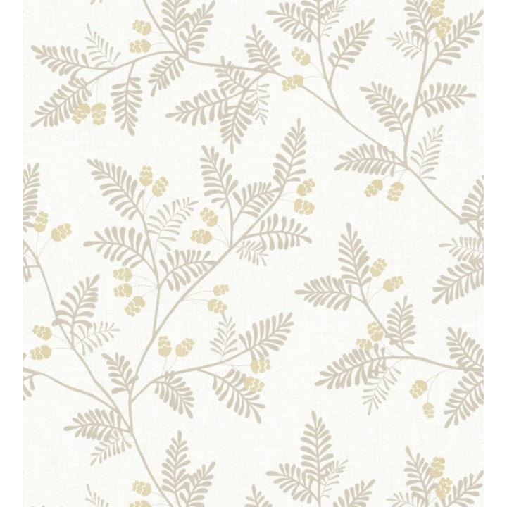 Papel pintado de hojas beige y ocre - Kimberly 682409