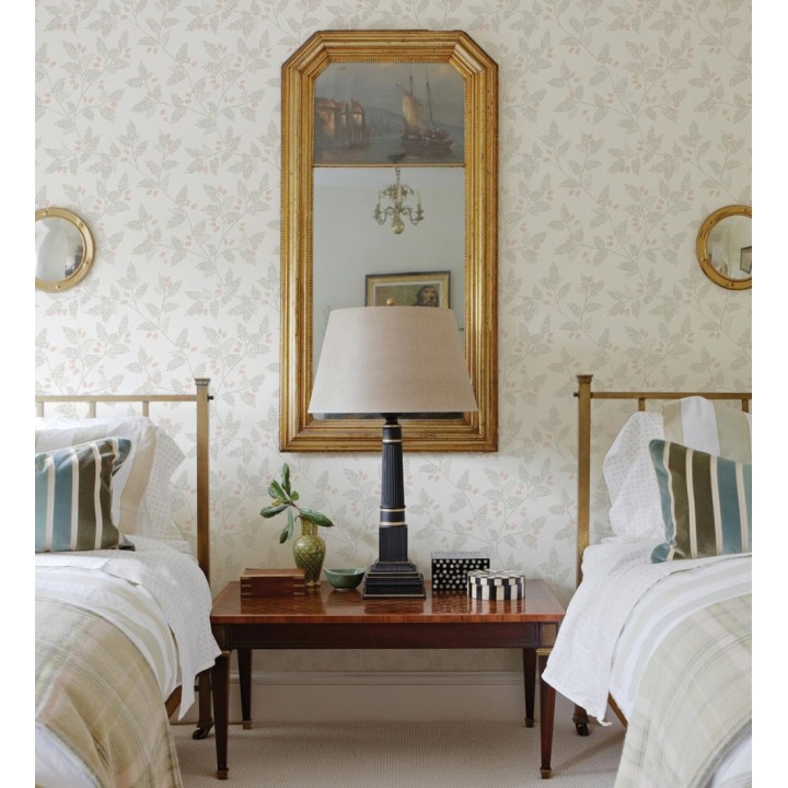 Papel pintado con hojas de helecho beige y rosa - Kimberly 682410