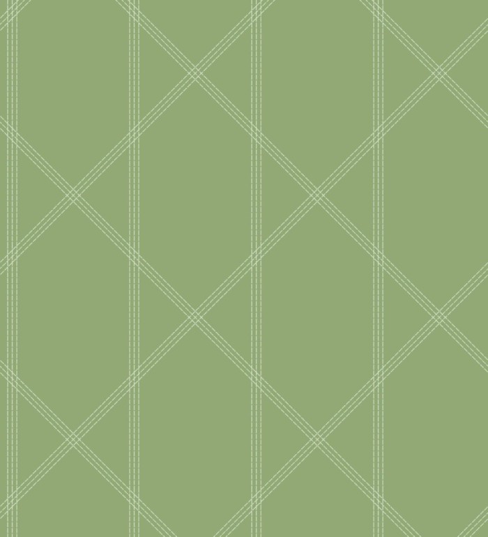 Papel pintado de rombos imitación tela cosida verde - Derek 682411